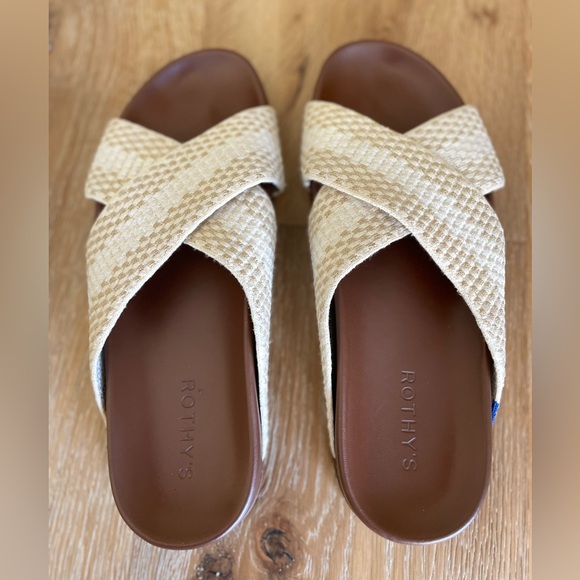 Rothy’s Weekend Slide Hemp Sandals Size 8.5 Cream Beige - Picture 5 of 10